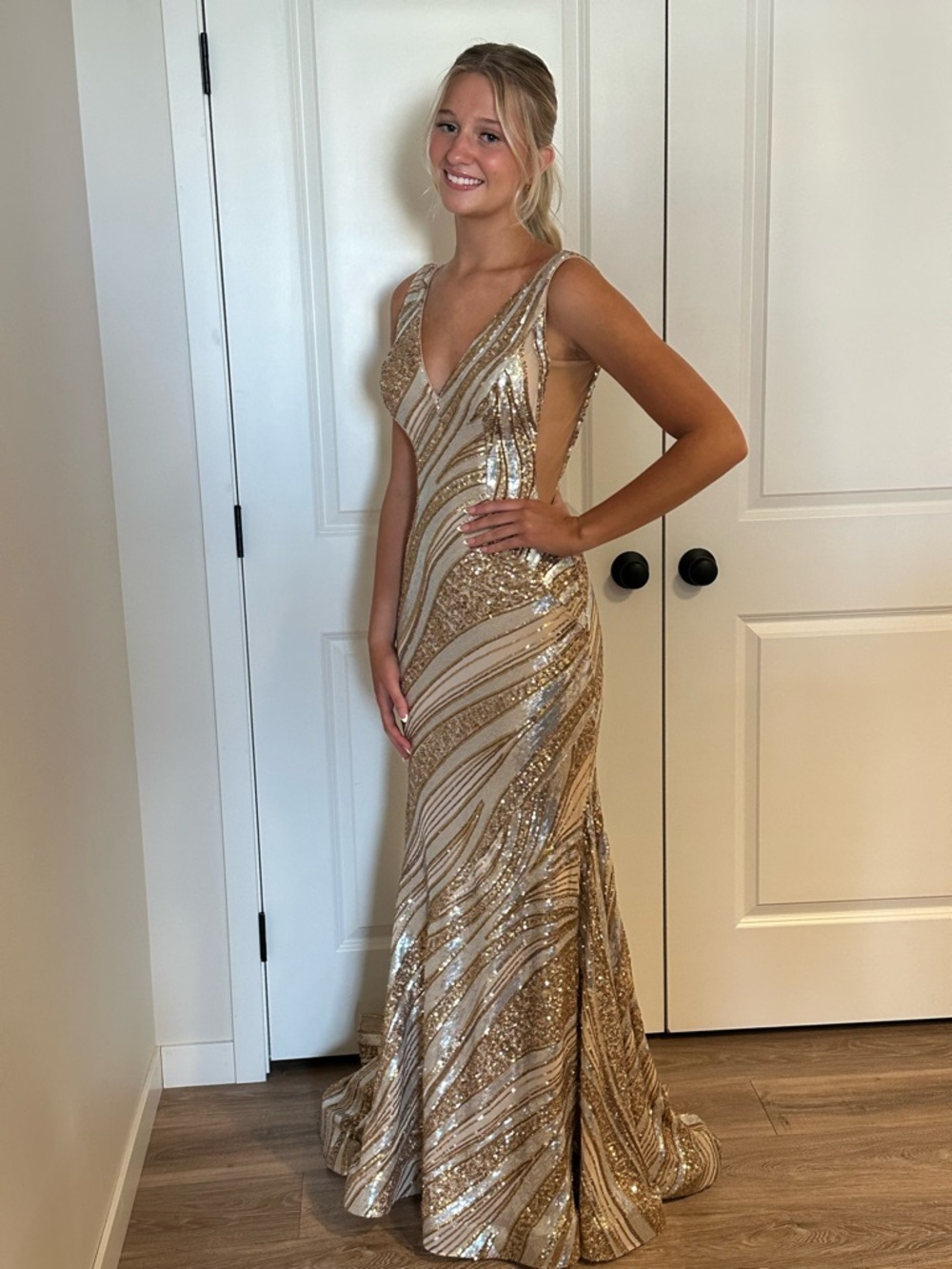 Gold and Silver Jovani prom dress size 2 Mermaid Gown- worn once - gorgeous!!